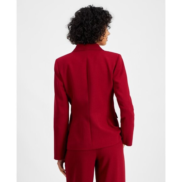 Tahari ASL Women's Single-Button Peak-Lapel Blazer Dark Red Size 2 MSRP $159 - Picture 3 of 4